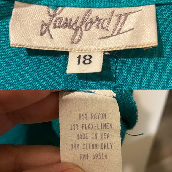 Lansford II Vintage green dress sz 18 - Picture 6 of 6